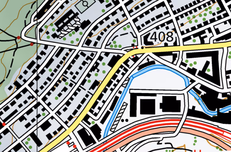 Landeskarte 2021, Ausschnitt um Solothurnerstrasse 151/153, Olten. Der Ring markiert die Lage des Gebäudes.